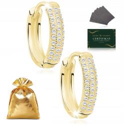 Golden Celebrity Elegáns Aranyozott Női Karika Fülbevaló Cirkóniákkal Ezüst 925