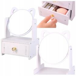 Lean Mini fésülködőasztal smink tükör fiók fülek fa fehér Lean Toys (20997)