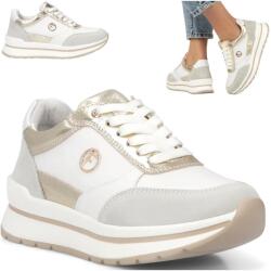 Filippo Női Bőr Sneaker 37 Filippo Tavaszi Félcipők Fűzött Platform (Filippo DP6858/25 WH GO)