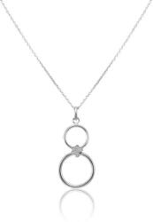  Ezüst Nyaklánc - Kettős Karika Medál Virág Díszítéssel - Ródium Bevonat