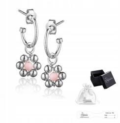 Ulex Premium Fülbevaló ezüst 925 Elegáns Ródiumozott Virágok Rózsaszín Kővel Ajándék (SR-303RR-KS rodowane na sztyfcie)