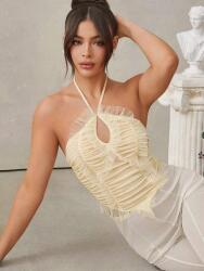 Shein Áttetsző Ekrü Felső Kötés (M) (612816)