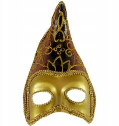 Fiestas Guirca Fémes velencei maszk, csillámpor, gumiszalag, szín: ezüst, arany-piros (GU4799)