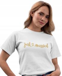 Aradena Női Fekete-Fehér Póló Nyomtatással Esküvő Lánybúcsú Női XL (134 XL Just Married)