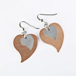  Kettős Szív Ezüst Fülbevaló - Ródium Bevonat - 25x40 mm