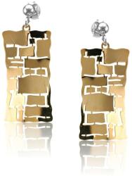  Toscana Ezüst Fülbevaló - Arany Részletekkel - Téglalap