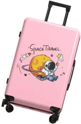  Utazókocsi, Alista Home, 56 x 35 x 22 cm, 4 kerék, állítható fogantyú, ABS, cipzárral, kódzárral, vízálló, űrhajós modell, rózsaszín