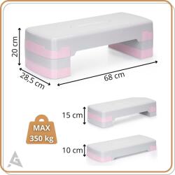 Springos ActiGet állítható magasságú step pad - szürke-rózsaszín (ACT0040)