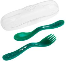 Akuku Akuku, tacamuri intr-o cutie, verde inchis Set pentru masa bebelusi