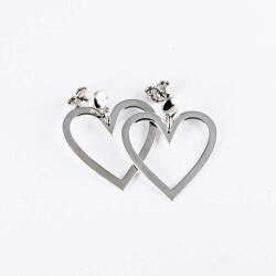  Ezüst Szív Fülbevaló - Ródium Bevonat - 25x25 mm