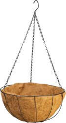 Strend Pro Függő virágtartó, Strend Pro Garden, 40 cm, fekete váz, barna kókuszrost bélés, acél, lánccal és kampóval, kerek (TC2173664)