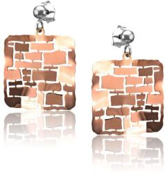  Ezüst Toscana Fülbevaló-négyzet, rosé