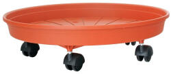 Ics Virágcserép alátét, Ics Margherita, terrakotta, átmérő: 35 cm, 6 cm magas perem, műanyag, 4 db forgó kerék, kerek (TC255110)