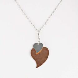  Ezüst Nyaklánc - Dupla Szív Medál - 40-46 cm