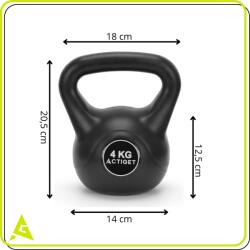 ActiGet Kettlebell súlyzó 4kg - Fekete (ACT0080)