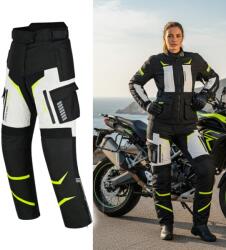 W-TEC Női motoros nadrág W-TEC Warao Lady, elasztikus bordázott panelek, AirVent System, poliuretán CE térdvédő fekete-fluo M bővített (29358-M-P)