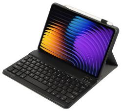 Gigapack tabletvédő álló, bőr hatású, flip, bluetooth billentyűzet, asztali tartó, qwerty, angol nyelvű, fekete, kompatibilis: Xiaomi Pad 7 / Pad 7 Pro