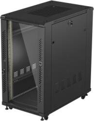 Lanberg 19" szabadon álló rack szekrény 22U/600X1000 üvegajtó, lapraszerelt, fekete (FF01-6022-12B) - xupe