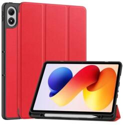 Gigapack tabletvédő álló, bőr hatású, aktív flip, oldalra nyíló, trifold, asztali tartó, ceruza tartó, piros, kompatibilis: Xiaomi Redmi Pad 2 Pro (GP-179086)