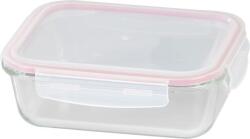MagicHome Tárolóedény MagicHome, Téglalap alakú, 1000 ml, fedéllel, Clip, üveg