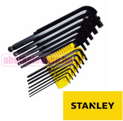 STANLEY gömbvégű imbuszkulcs készlet 12 részes Inch méretek (0-69-257)