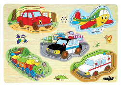 Woodyland - Járművek fogós puzzle hanggal (90331) (W90331)
