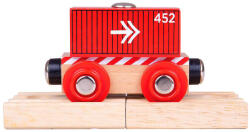 Bigjigs Toys Piros színű fa tehervagon - BigJigs (BJT485) (BJT485)