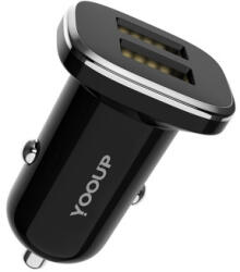 YOOUP C01 Dupla Szivargyújtó Tö Ltővég 2.4a Fekete