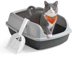 FEANDREA Macskaalom doboz, magas oldalfallal, nyitott, szürke 54x42x38cm (PPT009GN01)