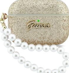 Guess Glitter Pearl Strap husă pentru AirPods Pro 3 aurie (GUAP3GLGPSD)