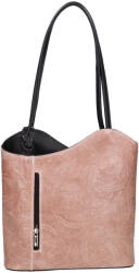 Rea Moda Olasz bőr 238 púder virágos fekete válltáska és hátizsák