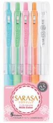 Zebra Zseléstoll készlet, 0, 33 mm, nyomógombos, ZEBRA Sarasa Clip Milk , 5 vegyes pasztell szín (86752 / 17270) - fodicoaruhaz