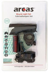 ARCAS Set de iluminat pentru biciclete Arcas cu baterii Li-polimer de 3.7V incorporate + cablu de incărcare USB BS144 Lanterne (BS144)