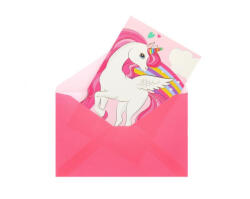 GoDan Set de 6 invitatii cu plicuri pentru petrecere, Unicorn Rainbow Colors, dimensiuni 14, 5 x 9, 5 cm GD849 Invitatii si felicitari petrecere (GD849)