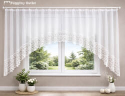 fuggonyoutlet Csipkés Függöny, Panoráma Sima Voile fehér, 300x175 cm(30 cm fehér Csipke)