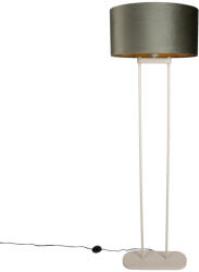 QAZQA Állólámpa bézs színben, zöld ovális búrával és arany belsővel 50cm - Thijmen (111112)