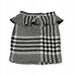 ZARA női szoknya M elegáns mini kockás fekete-fehér fodros (F5-4)
