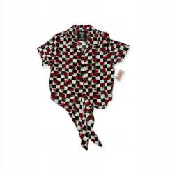 SPENCER'S Specner's női pöttyös felső, rózsaszín virágos gombokkal, M