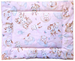  Lapos kispárna 38x48 cm pamut borítással - Cuki állatkölyök mintás - Rózsaszín