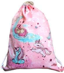  Rózsaszín alapon Hold - Unikornis mintás ovis tornazsák