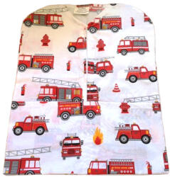  Ovis elöl zsebes pamut vállfazsák 40x50 cm / fehér alapon tűzoltó mintás