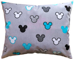  Kék egérfej mintás kispárna huzat szürke alapon - 40x50 cm
