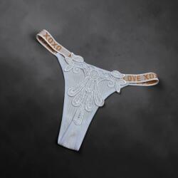  Bordás pamut, gumis derekú tanga - különleges mintával Fehér 113381