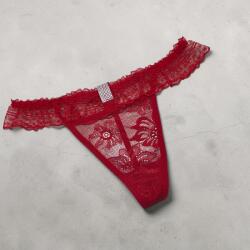  Csipkés tanga strasszköves díszítéssel Piros 113310