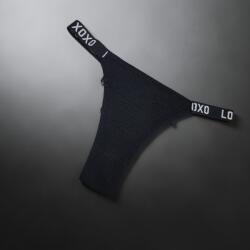  Bordás pamut, gumis derekú tanga - különleges mintával Fekete 113382