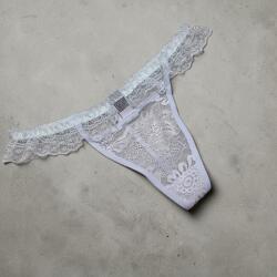  Csipkés tanga strasszköves díszítéssel Fehér 113308