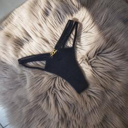  Pamut bordás tanga dupla pánttal Fekete 113363