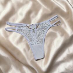  Csipkés tanga dupla pánttal Fehér 113345