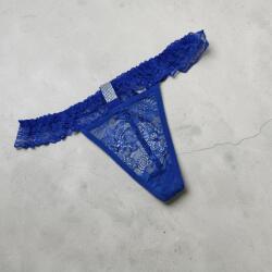  Csipkés tanga strasszköves díszítéssel blue-royal 113322
