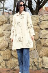 Fly TRENCI MIDI CU BRODERIE AMA IVORY TALIE UNICA TALIE UNICA Ivory